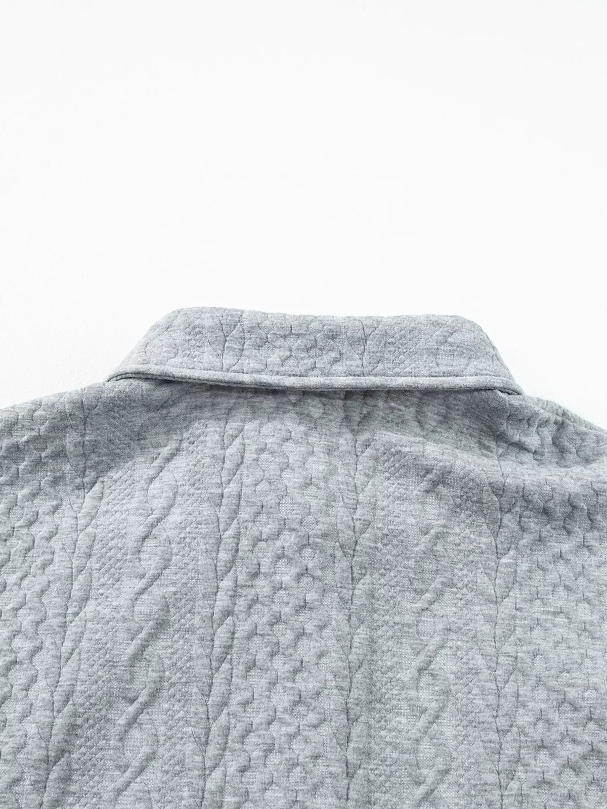 Cable Texture Puff Sleeve Loose Shacket