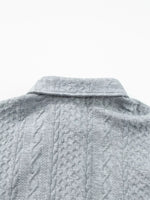 Cable Texture Puff Sleeve Loose Shacket