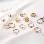 13 Piece 18K Gold-Plated Minimalist Ring Set