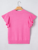 Ruffle Sleeve Round Neck Sweater