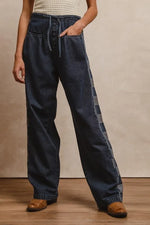 BiBi Washed Denim Mix And Match Long Pants - Ladyez
