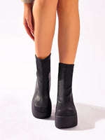 Chunky Platform Wedge Boots - Ladyez