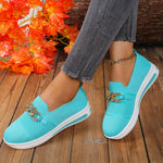 Chain Detail Round Toe Slip-Ons