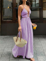 Striped Halter Neck Maxi Dress