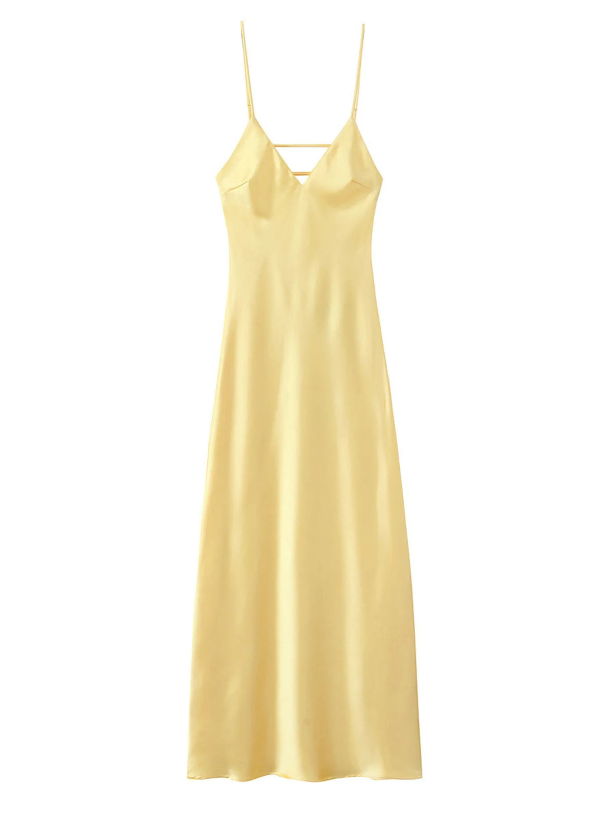 Satin V-Neck Cami Dress - Ladyez