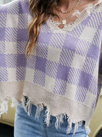 Frayed Hem Long Sleeve Sweater