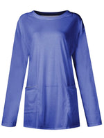 Full Size Pocketed Round Neck Long Sleeve T-Shirt