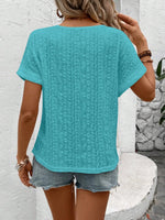 Eyelet Round Neck Short Sleeve Top