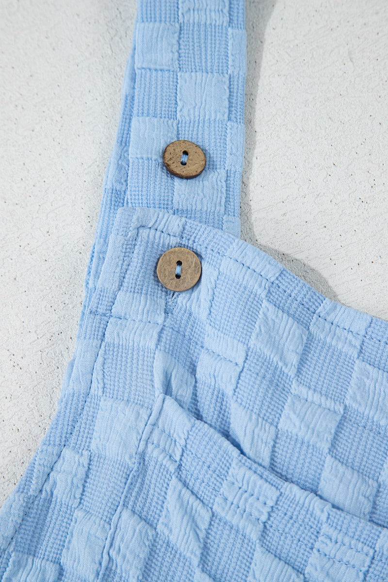 Checkered Pocketed Wide Leg Overalls - Ladyez