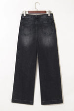 Wide Leg Pocketed High Waist Jeans - Ladyez