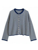 Button-Down Striped Knit Cardigan