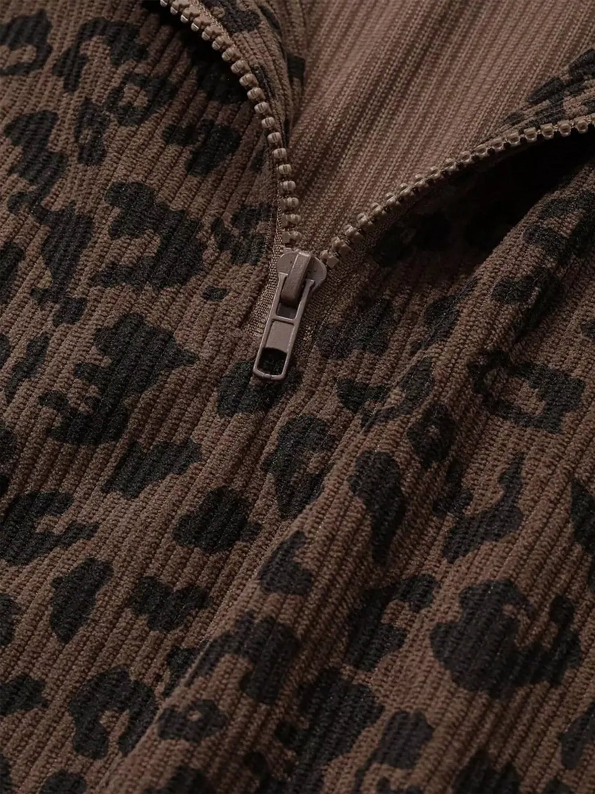 Leopard Print Quarter-Zip Sweatshirt