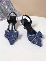 Rhinestone Bowknot Slingback Pumps