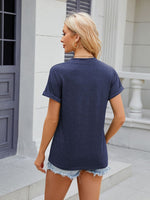 Florira Notched Short Sleeve T-Shirt - Ladyez