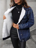 Sherpa-Lined Button Up Denim Jacket