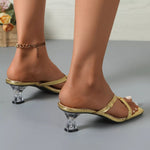 Open Toe Flare Heels Sandals