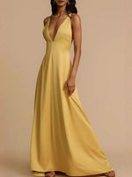 Deep V-Neck Maxi Dress - Ladyez