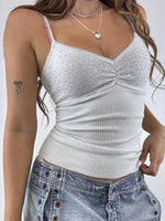 Sequin Lace Detail Cami Top - Ladyez