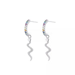 925 Sterling Silver Rainbow Zircon Geometric Earrings