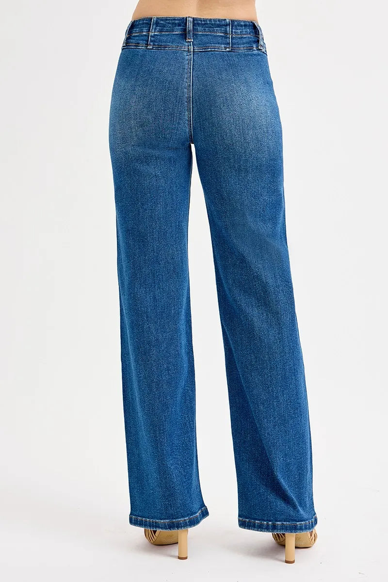 RISEN Seam Detail Wide Leg Jeans - Ladyez
