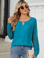 Cutout Round Neck Long Sleeve T-Shirt