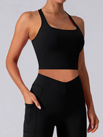 Square Neck Racerback Cropped Tank - Ladyez