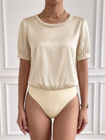 Pearl Trim Satin Bodysuit