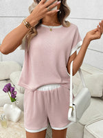 Contrast Trim Short Sleeve Top and Shorts Set