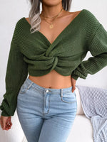 Twisted Front Cropped Sweater