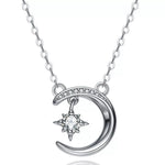 925 Sterling Silver Moissanite Star Moon Necklace