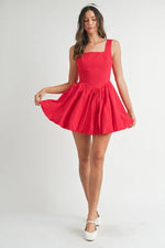 MABLE Poplin Square Neckline Bubble Mini Dress