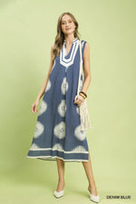 Umgee Sleeveless Geometric Midi Dress