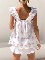 Ruffled Striped Tank and Shorts Set