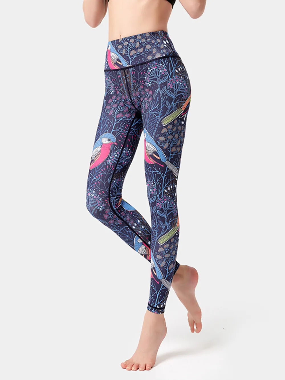 Printed High Waist Active Leggings - Ladyez