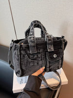 Vintage Washed Denim Crossbody Bag