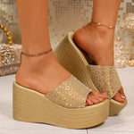 Leopard Open Toe Platform Sandals