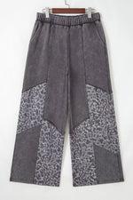 Mineral Wash Leopard Patchwork Loose Pants