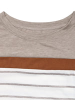 Casual Striped Long Sleeve Color Block T-Shirt