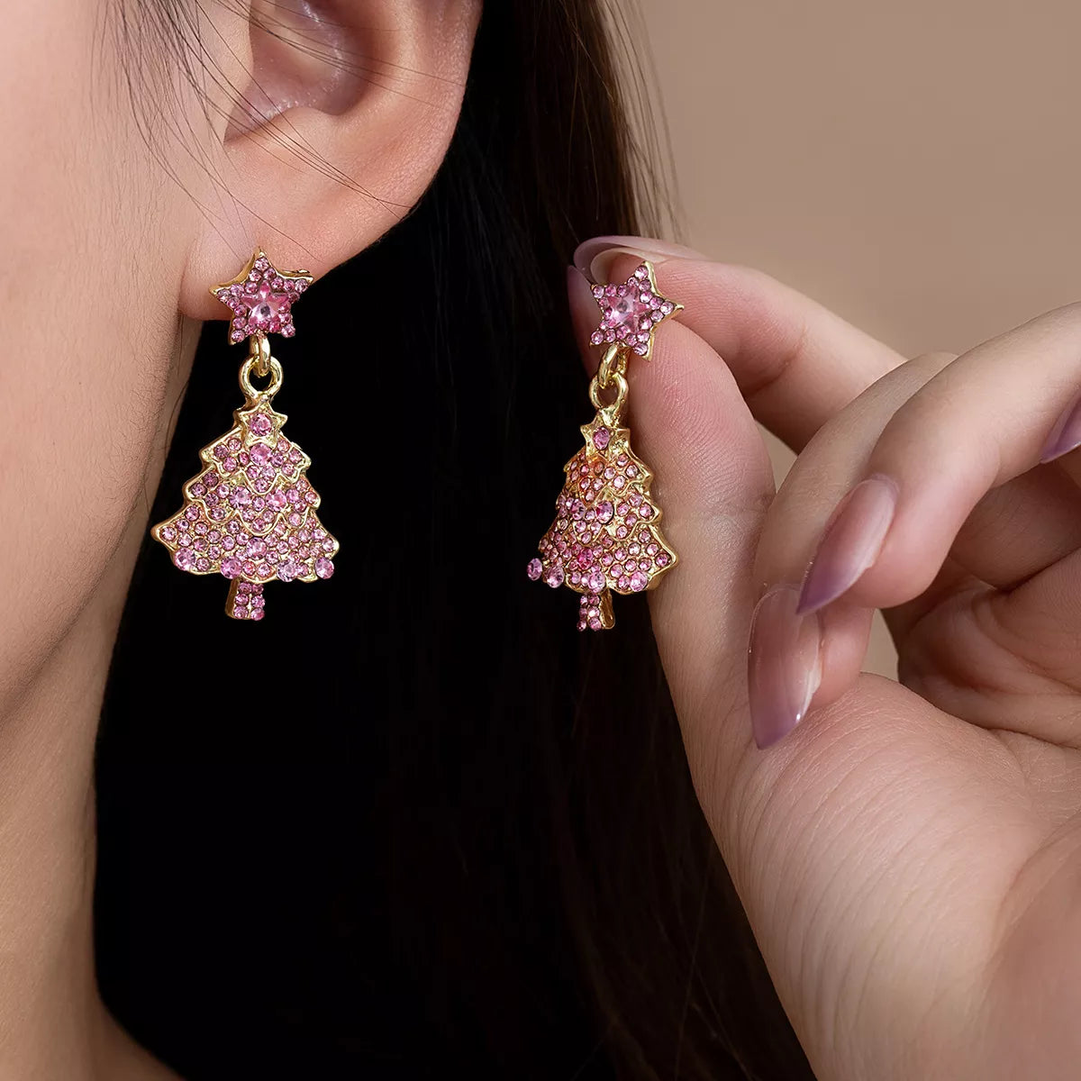 Christmas Tree Star Dangle Earrings