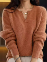Notched Long Sleeve Sweater