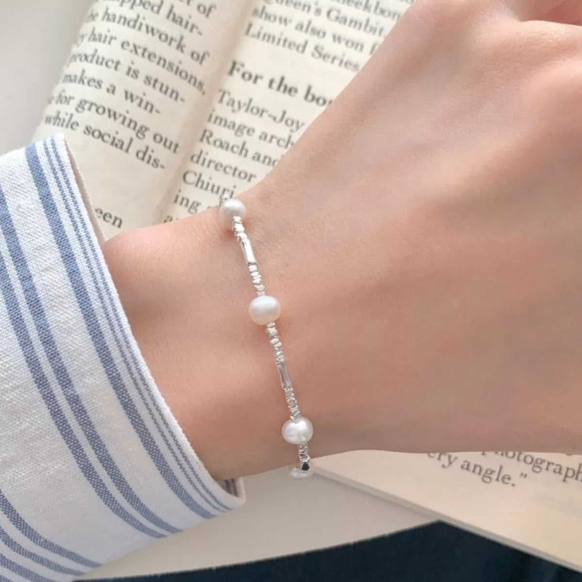 925 Sterling Silver Pearl Bracelet