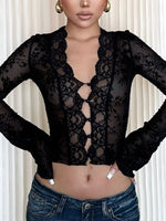Lace Detail Long Sleeve Top