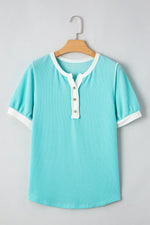 Corded Half Button Henley T Shirt
