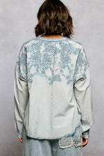 POL Floral Embroidered Button Down Long Sleeve Shirt