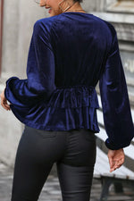 Perfee Twisted Layered Plunge Raglan Sleeve Blouse