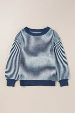 Striped Lantern Sleeve Drop Shoulder Cozy Sweater