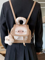 Cat Plaid Backpack Bag