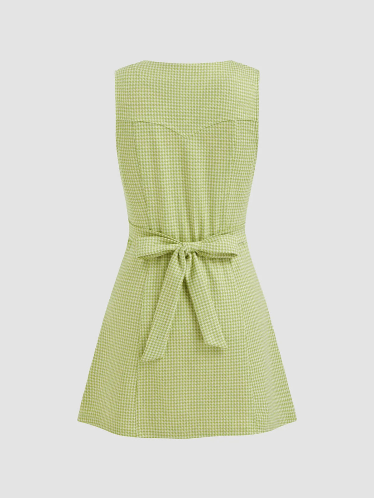 Gingham Button-Front A-Line Mini Dress - Ladyez