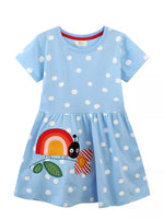 Children's Polka Dot Ladybug Round Neck Dress