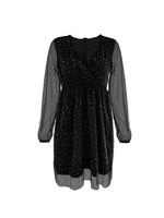 Sparkling Surplice Balloon Sleeve Mini Dress - Ladyez